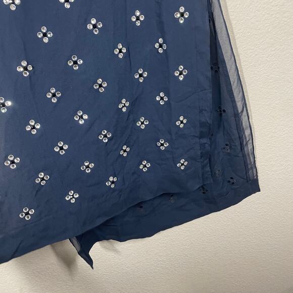 Diane Von Furstenberg 2 Abrielle Crystal Scoop Dress Mini Navy Silk Sleeveless - Picture 5 of 14